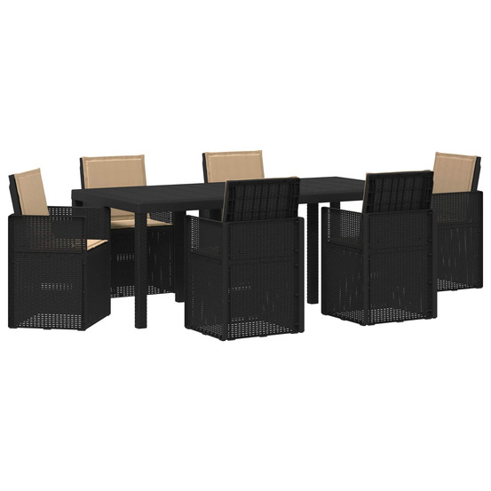 Ensemble de salle à manger pour jardin avec coussin 7 pcs pp