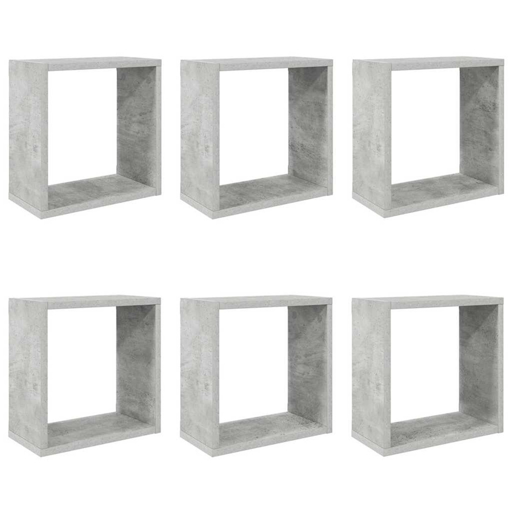 Étagères cube murales 6 pcs gris béton 30x15x30 cm