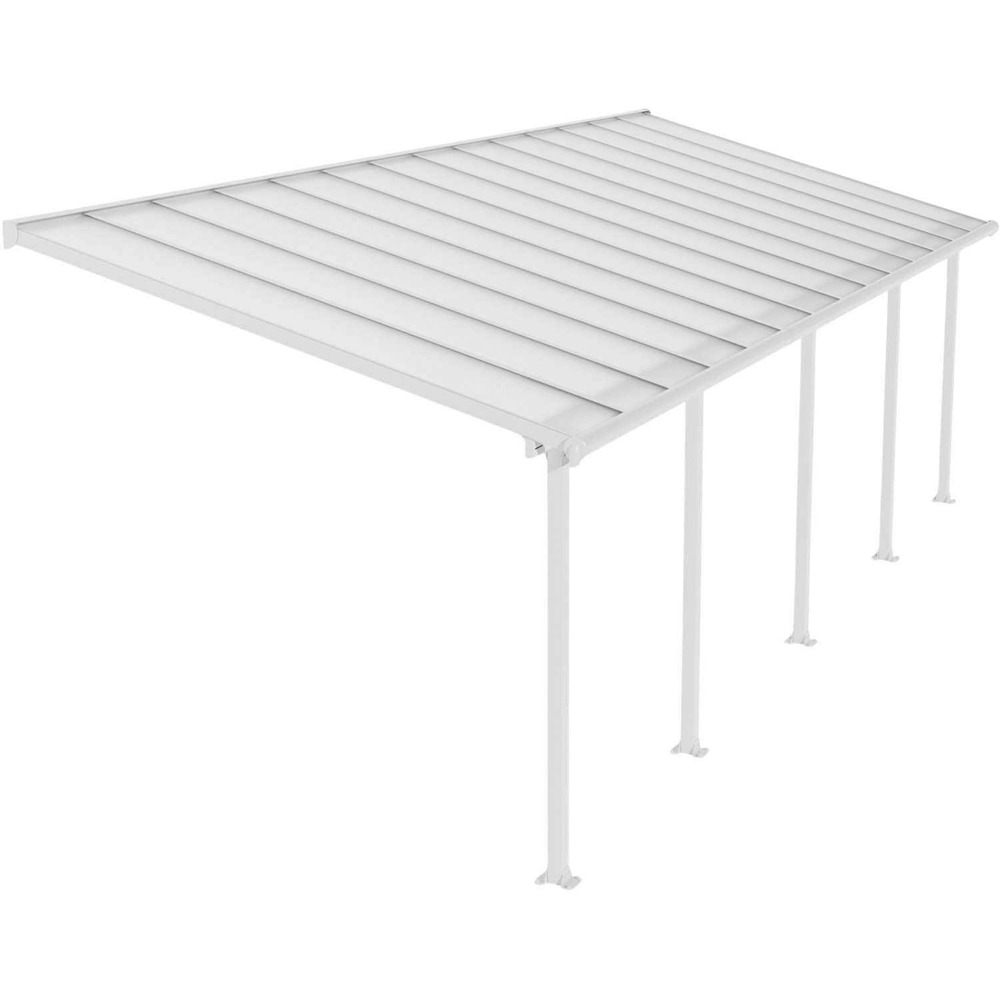 Pergola à adosser en aluminium blanc et polycarbonate olympia 3 x 8.6 m