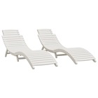 Lot de 2 transats chaise longue bain de soleil lit de jardin terrasse meuble d'extérieur blanc 184x55x64 cm bois massif d'aca