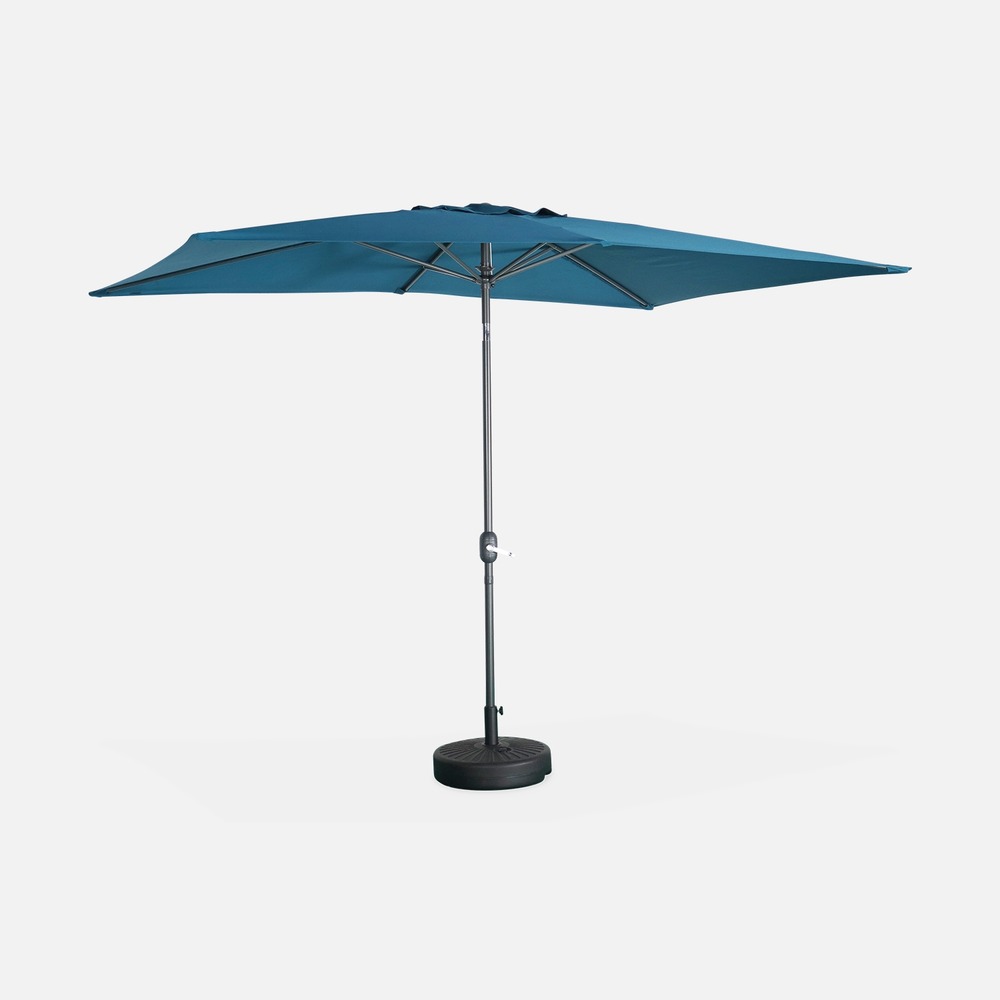 Parasol droit touquet rectangulaire 2x3m , mât central aluminium orientable et manivelle d'ouverture