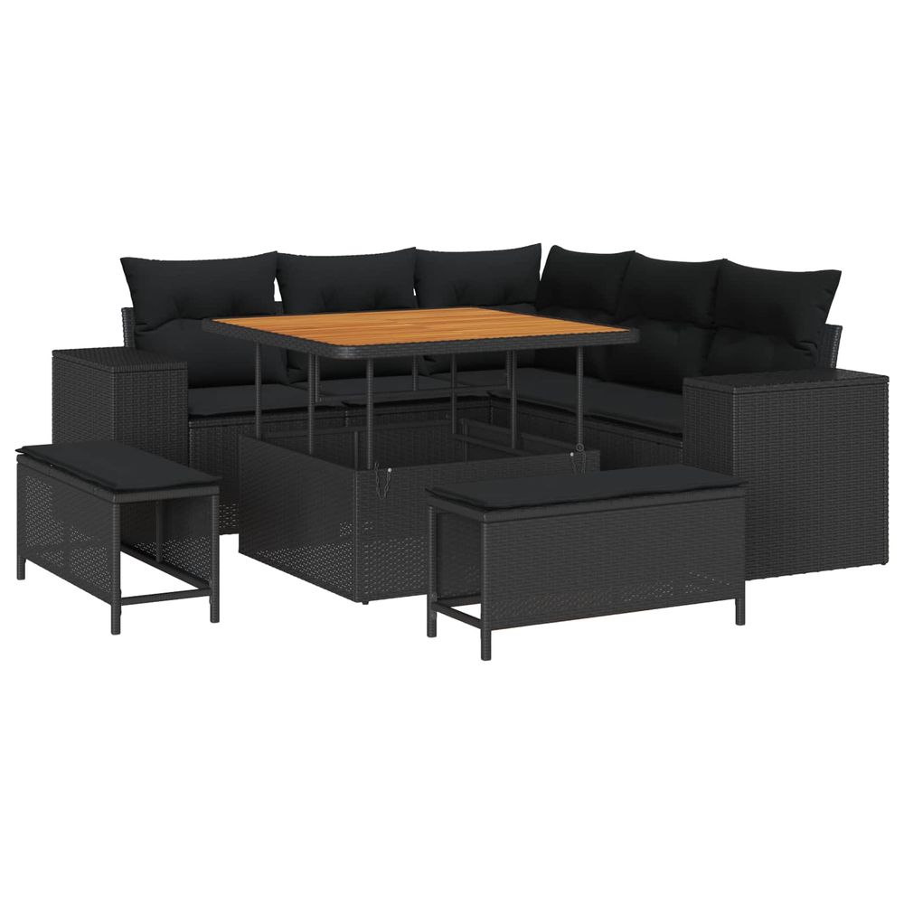 Ensemble de canapé de jardin 8 pc noir polyrotin