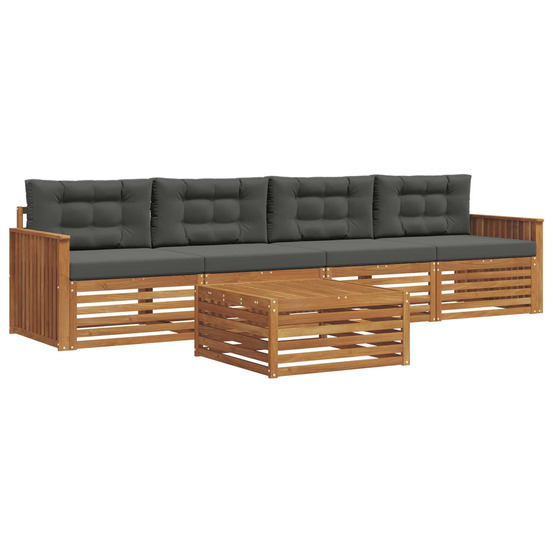 Ensemble de canapés d'extérieur 5 pcs naturel et anthracite