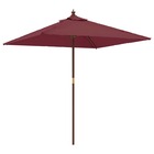 Parasol de jardin avec mât en bois rouge bordeaux 198x198x231cm