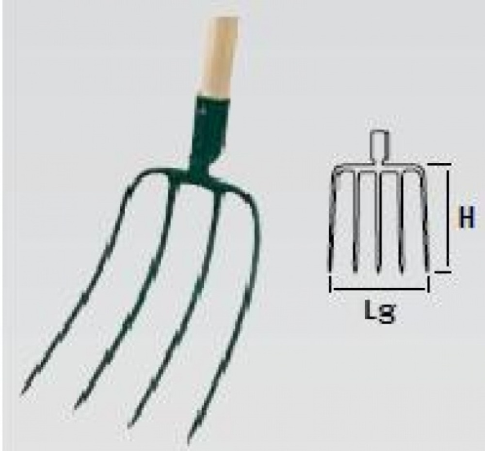 Fourche à fumier-douille - 4 dents - manche composite