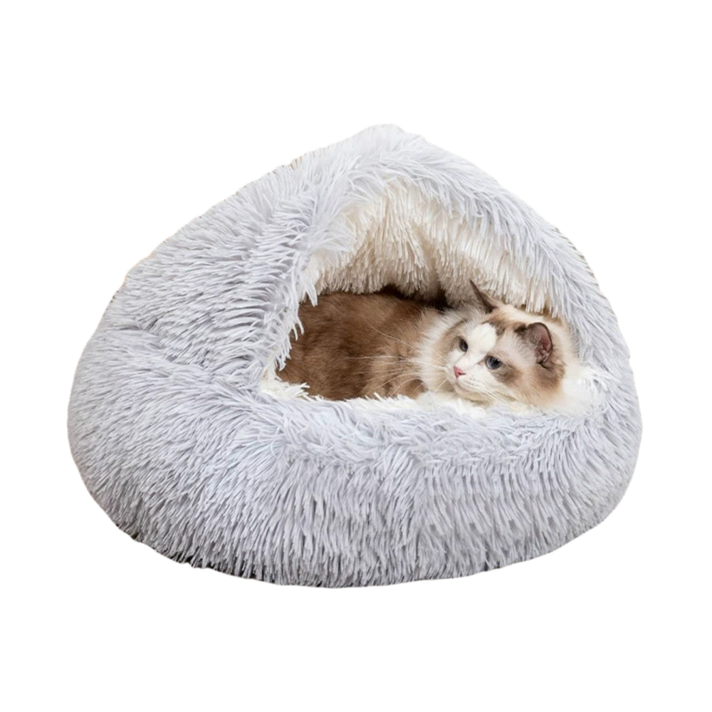 Panier Semi-Fermé Confortable Pour Chat, Polyester Doux