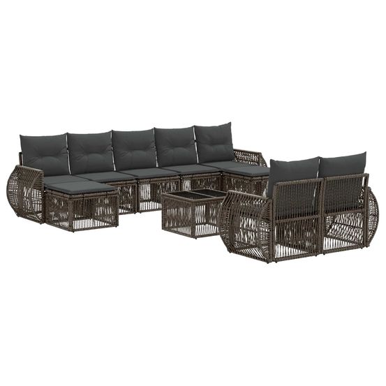 Ensemble de canapé de jardin 10 pc gris et gris foncé polyrotin
