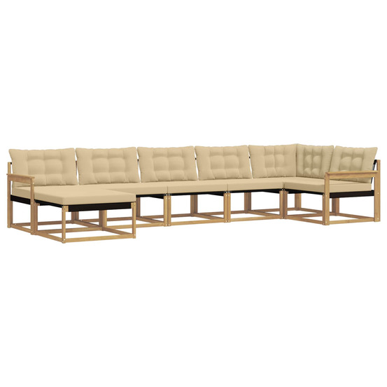 Ensemble de canapés d'extérieur 7 pcs blanc et beige