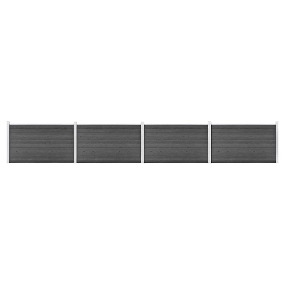 Ensemble de panneau de clôture wpc 699x105 cm noir