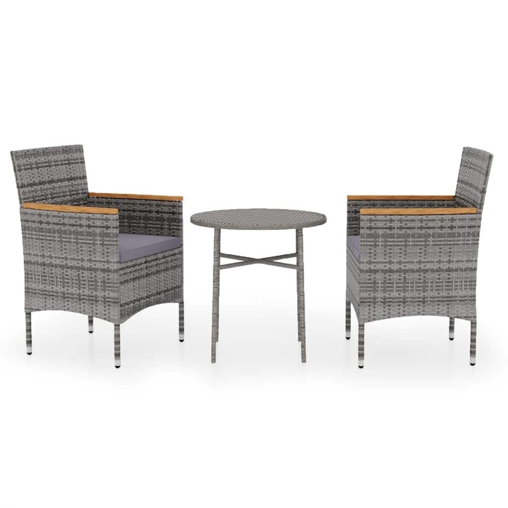 Ensemble à manger de jardin 3 pcs résine tressée gris
