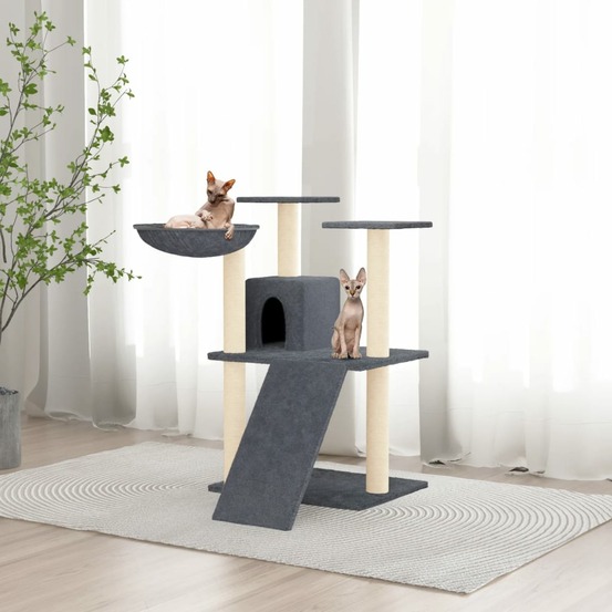 Arbre à chat avec griffoirs en sisal gris foncé 83 cm