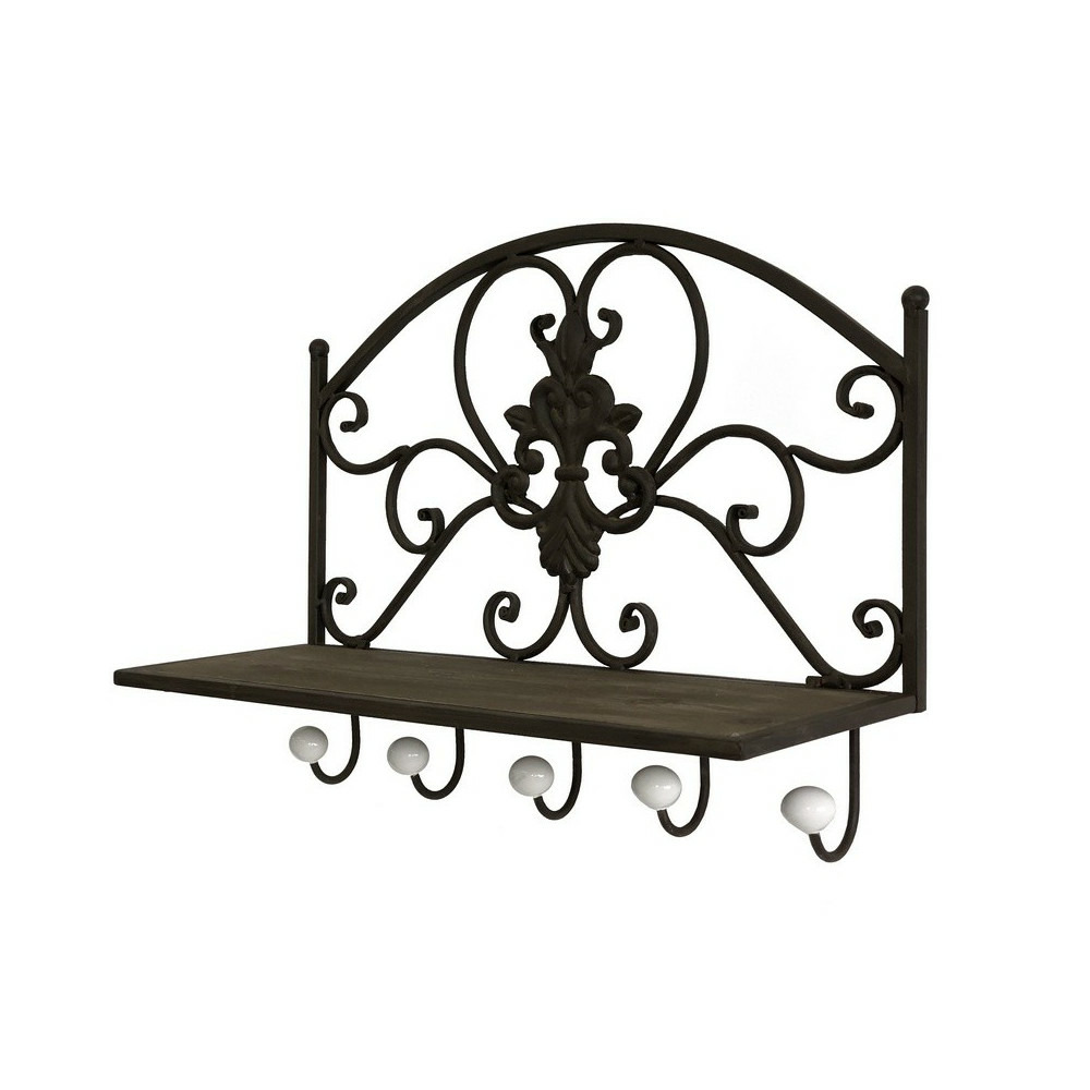 Porte manteaux étagère en métal marron 51 x 38 x 18. 5 cm