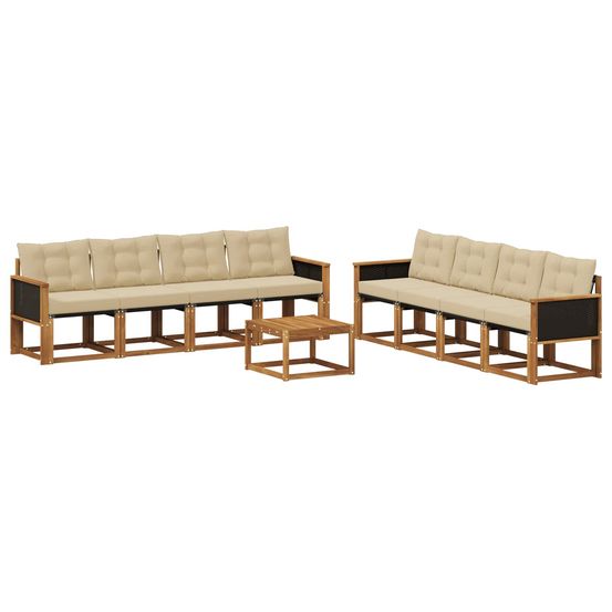Ensemble de canapés d'extérieur 9 pc naturel et beige