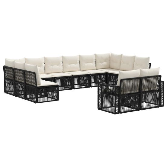 Ensemble de canapé de jardin 12 pc noir et blanc crème