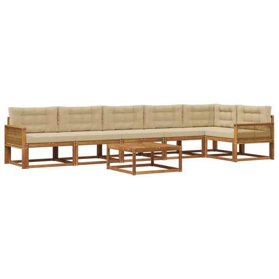Ensemble de canapés d'extérieur 7 pcs naturel et beige