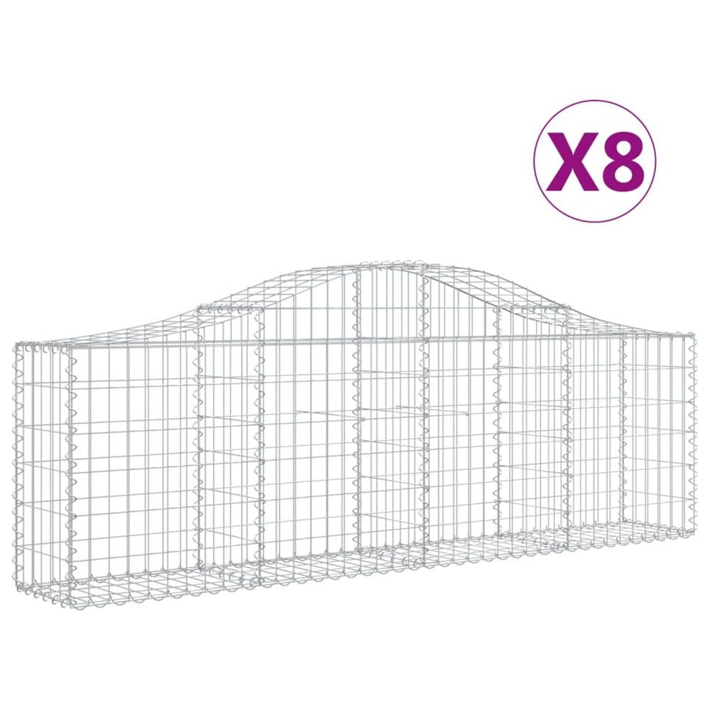 Paniers à gabions arqués 8 pcs 200x30x60/80 cm fer galvanisé