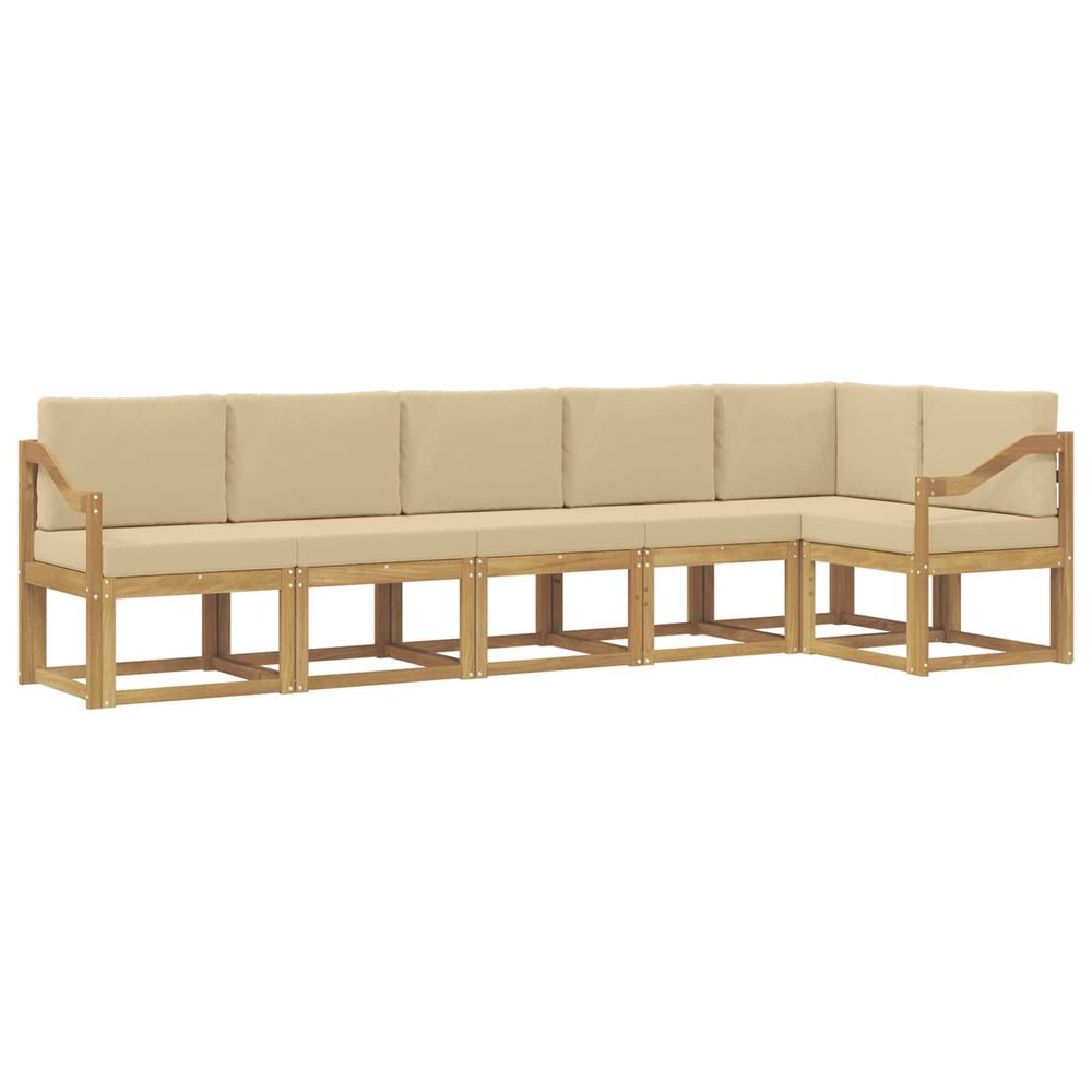 Ensemble de canapés d'extérieur 6 pc blanc et beige polyester