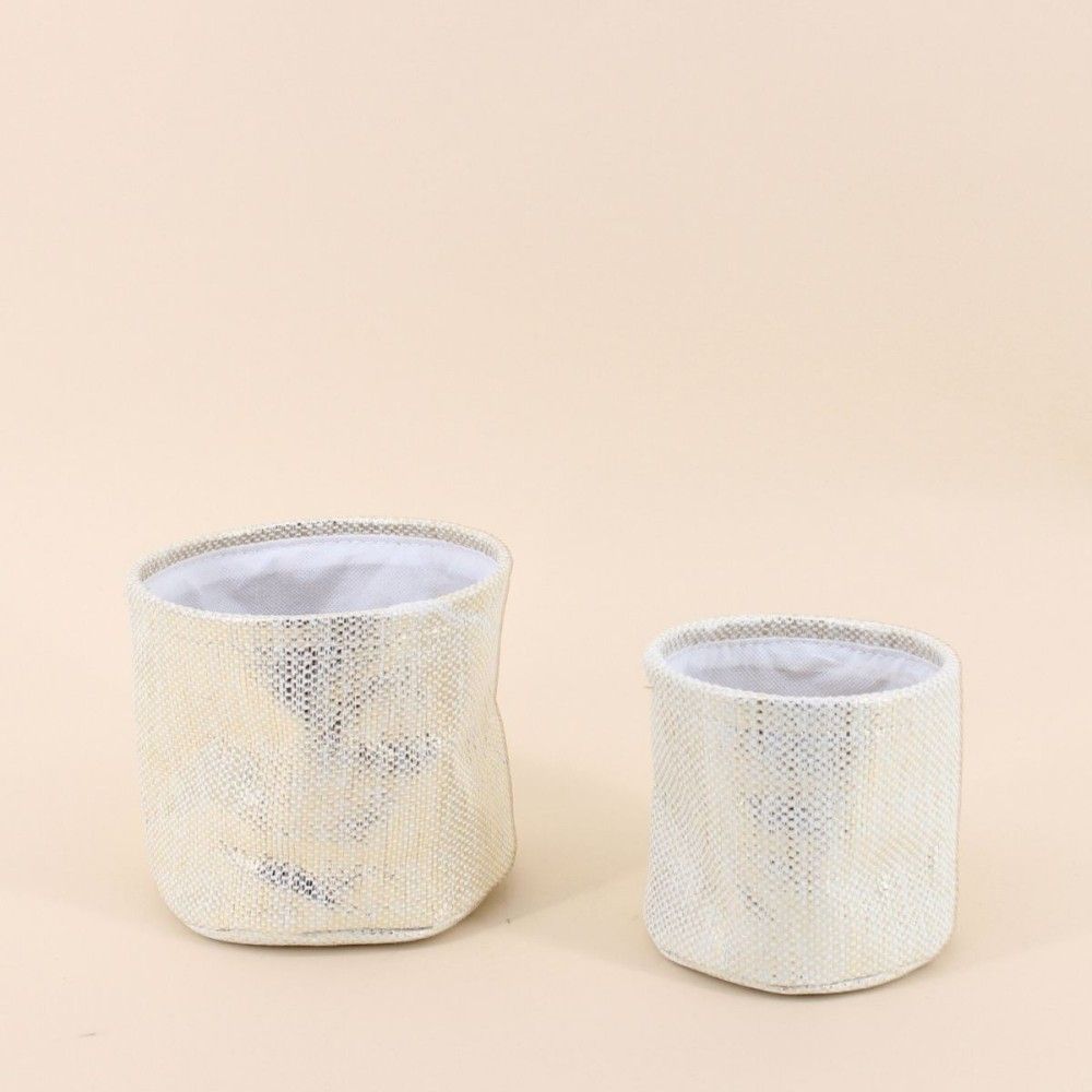 Lot de 2 paniers ronds en coton doré 15,5x13cm