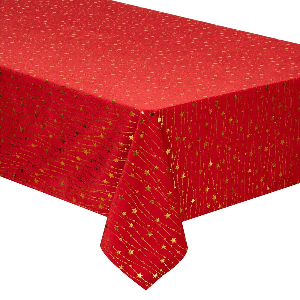 Nappe velours motif étoiles 140x240cm rouge