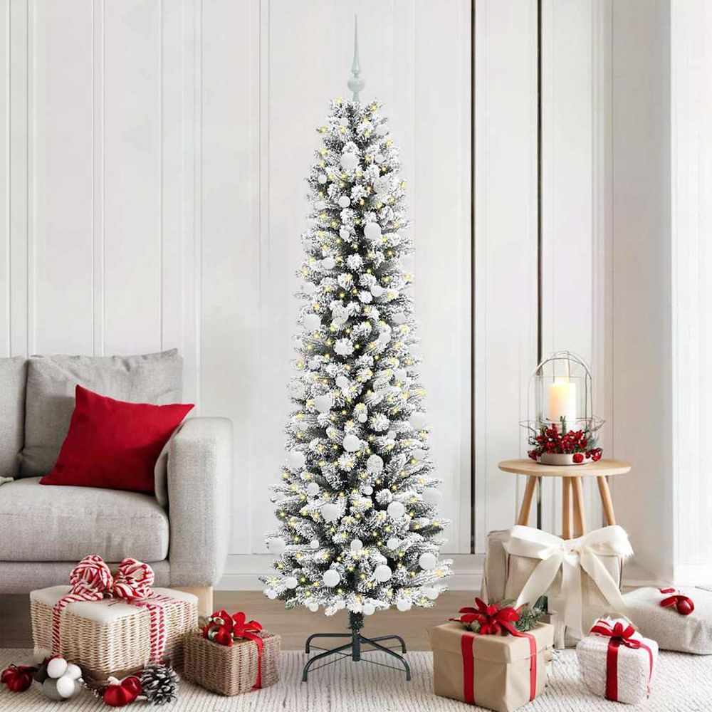 Sapin de noël artificiel 180cm, kit complet bicolore avec éclairage 300 led et 120 boules