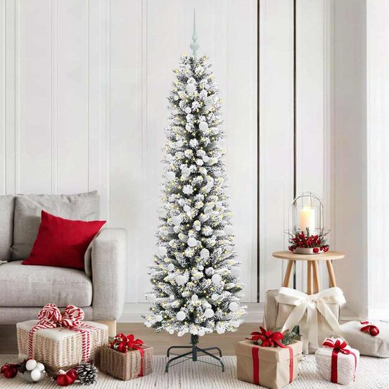 Sapin de noël artificiel 180cm, kit complet bicolore avec éclairage 300 led et 120 boules