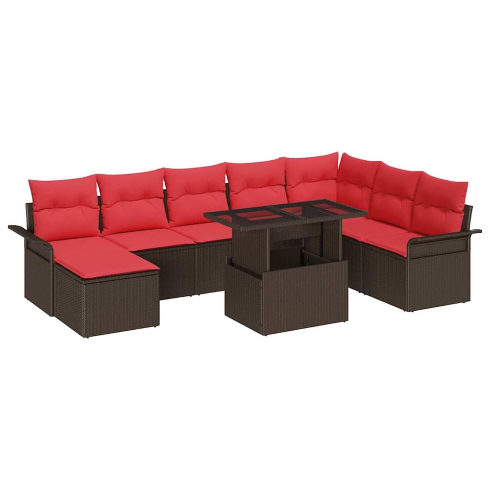 Ensemble de canapé de jardin 9 pc marron