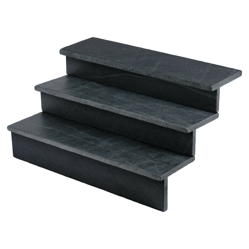 Dessus de marche ardoise noire vieillie 100x30x3 cm bord droit (à l'unité) - ro'ma nature