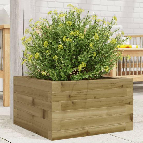 Petit carré potager bas en pin imprégné – bordure à fleurs traitée autoclave pour jardin et allée – 40x40cm bois vert