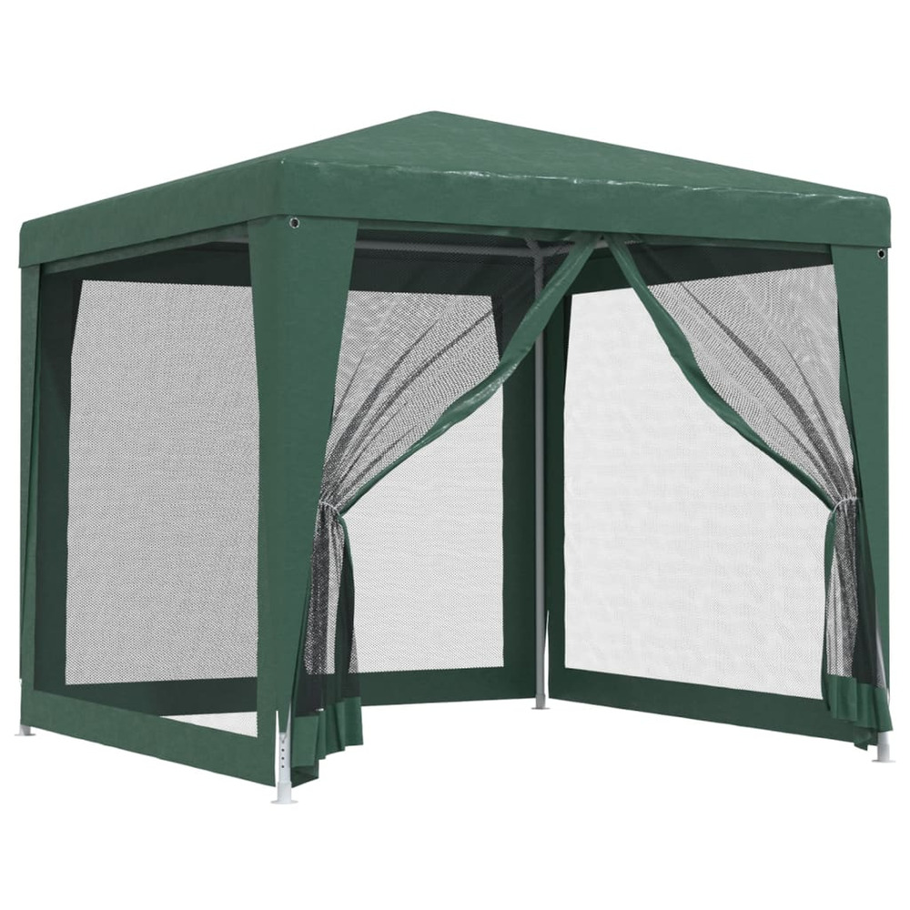 Tente de fête avec 4 parois latérales en maille vert 2.5x2.5 m