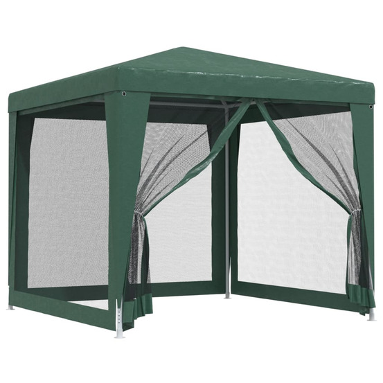 Tente de fête avec 4 parois latérales en maille vert 2.5x2.5 m
