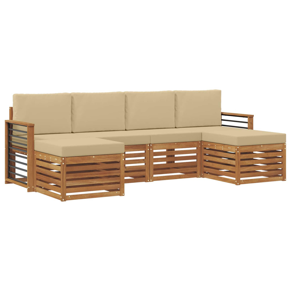 Ensembles de canapés avec coussin 6 pcs naturel et beige