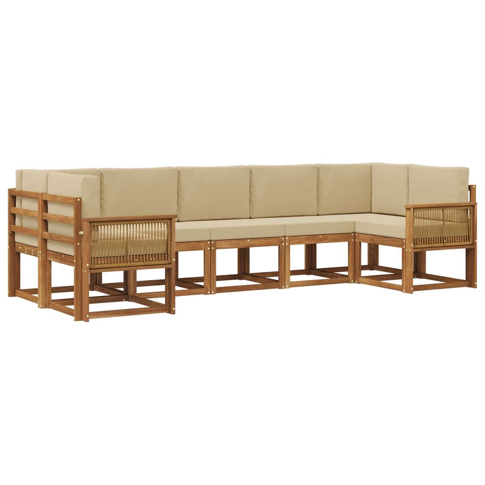 Ensemble de canapés d'extérieur 7 pc naturel et beige