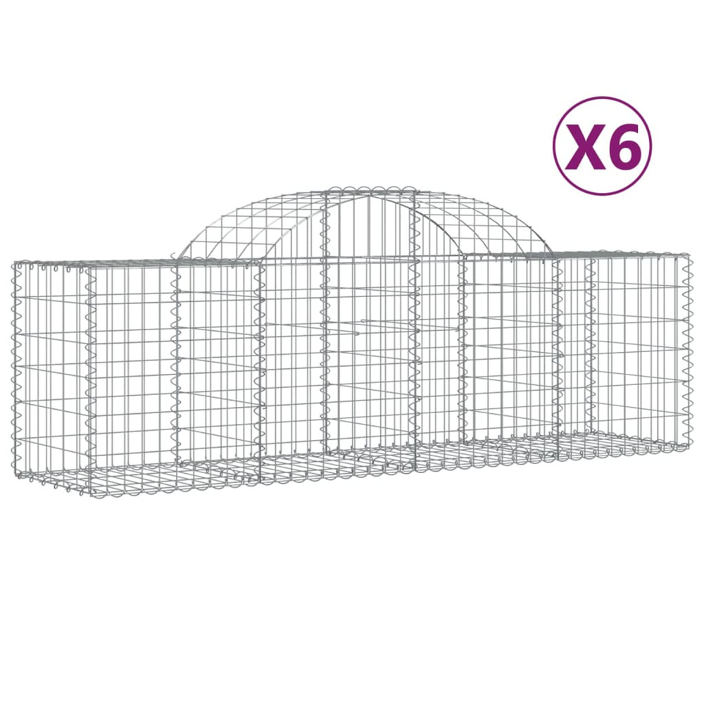 Paniers à gabions arqués 6 pcs 200x50x60/80 cm fer galvanisé