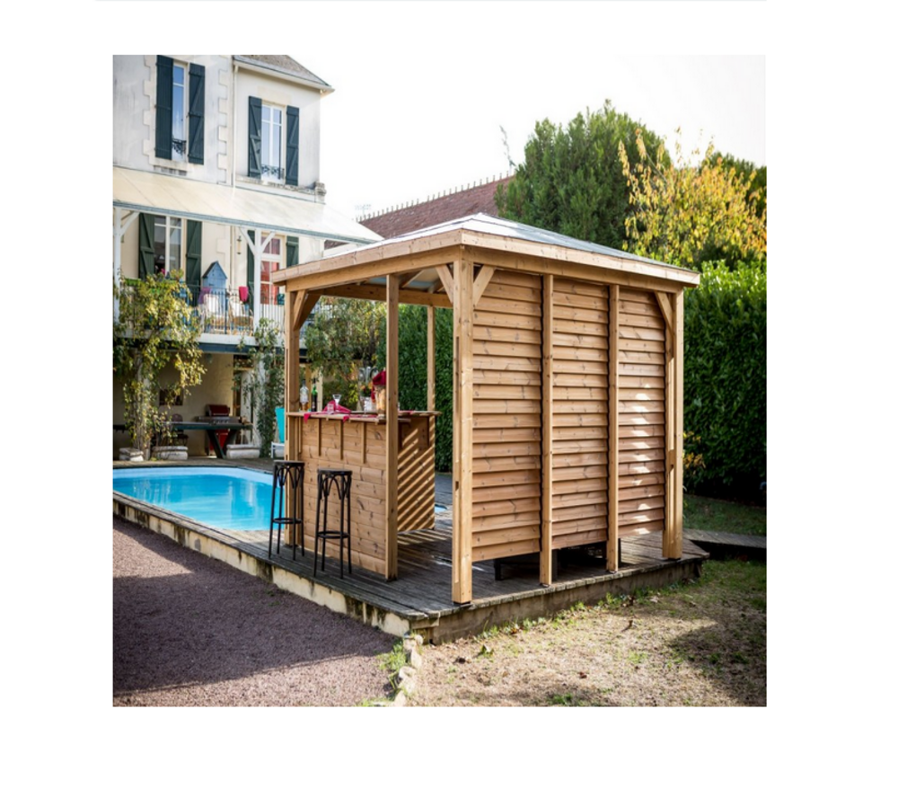 Pool house blueterm 12,32m² bois thermo chauffé + comptoirs - thb3535.ccvv