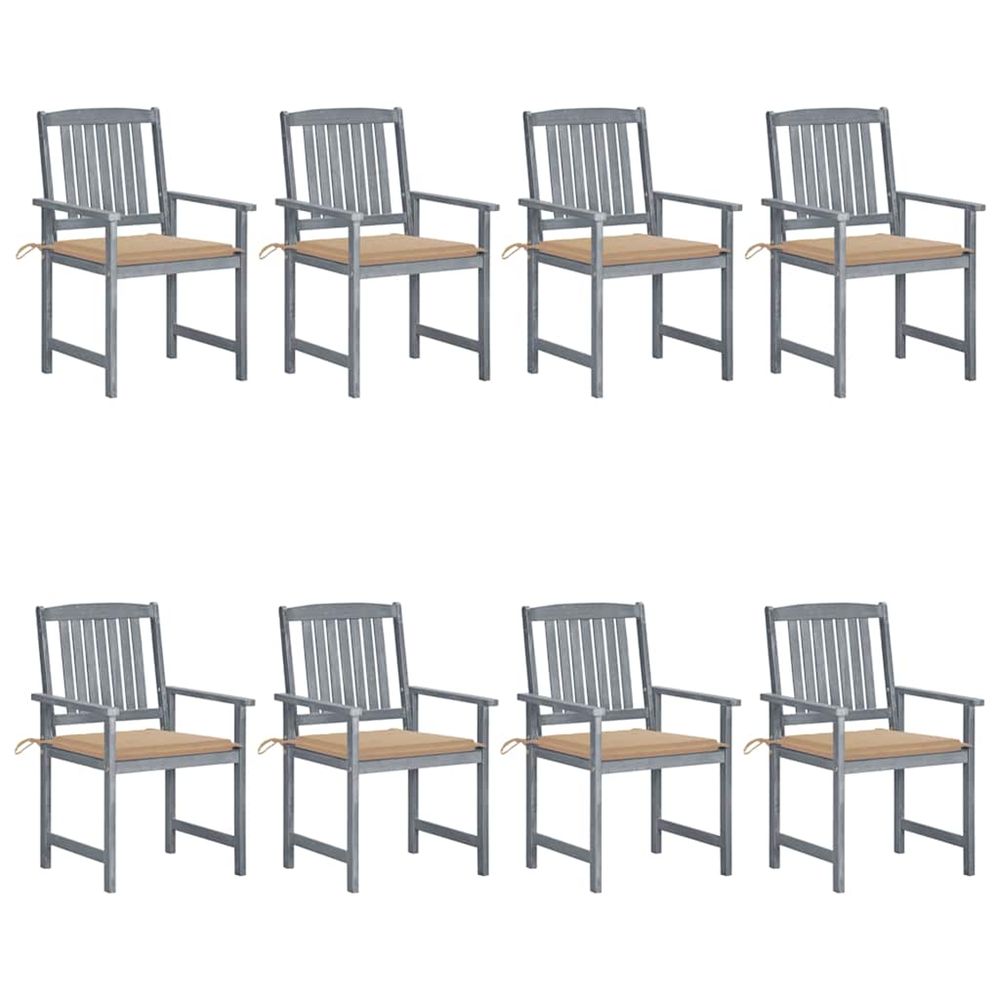 Chaises de jardin et coussins lot de 8 bois acacia solide gris