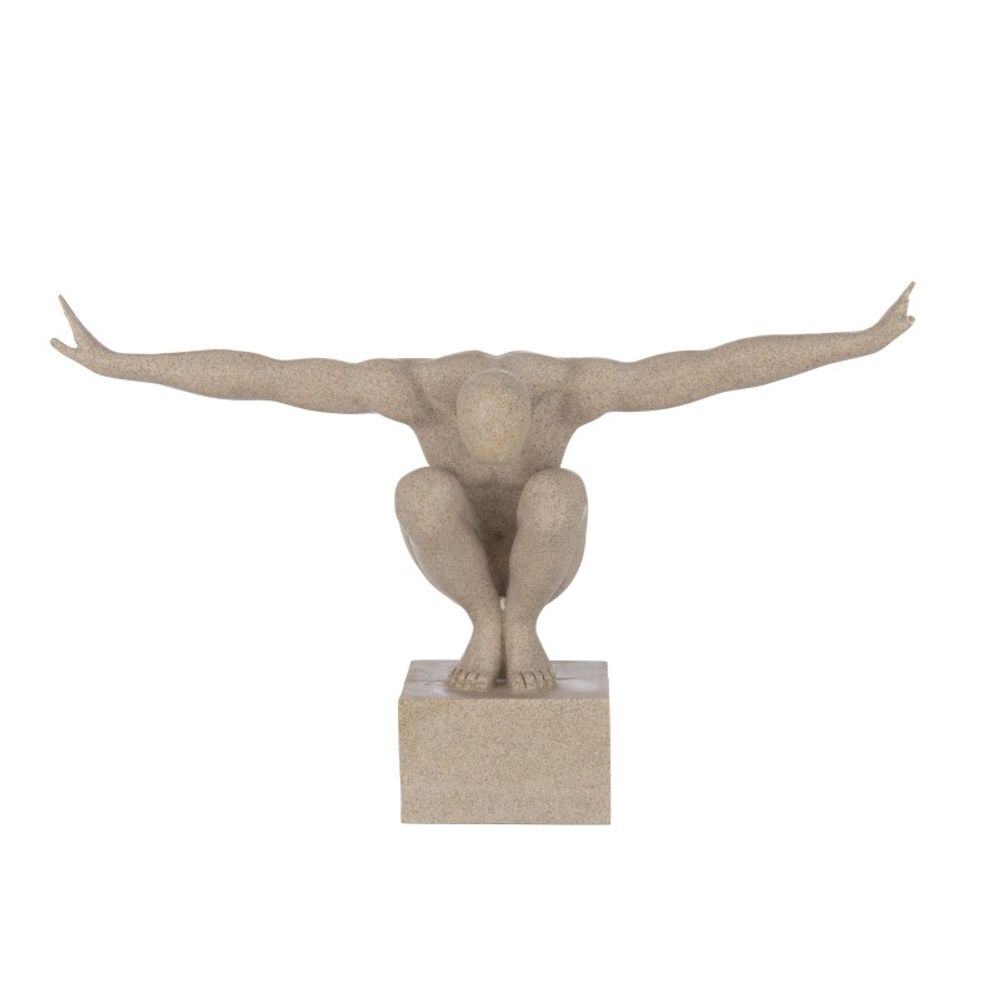 Athlète sur socle en synthétique beige 49x13x33 cm