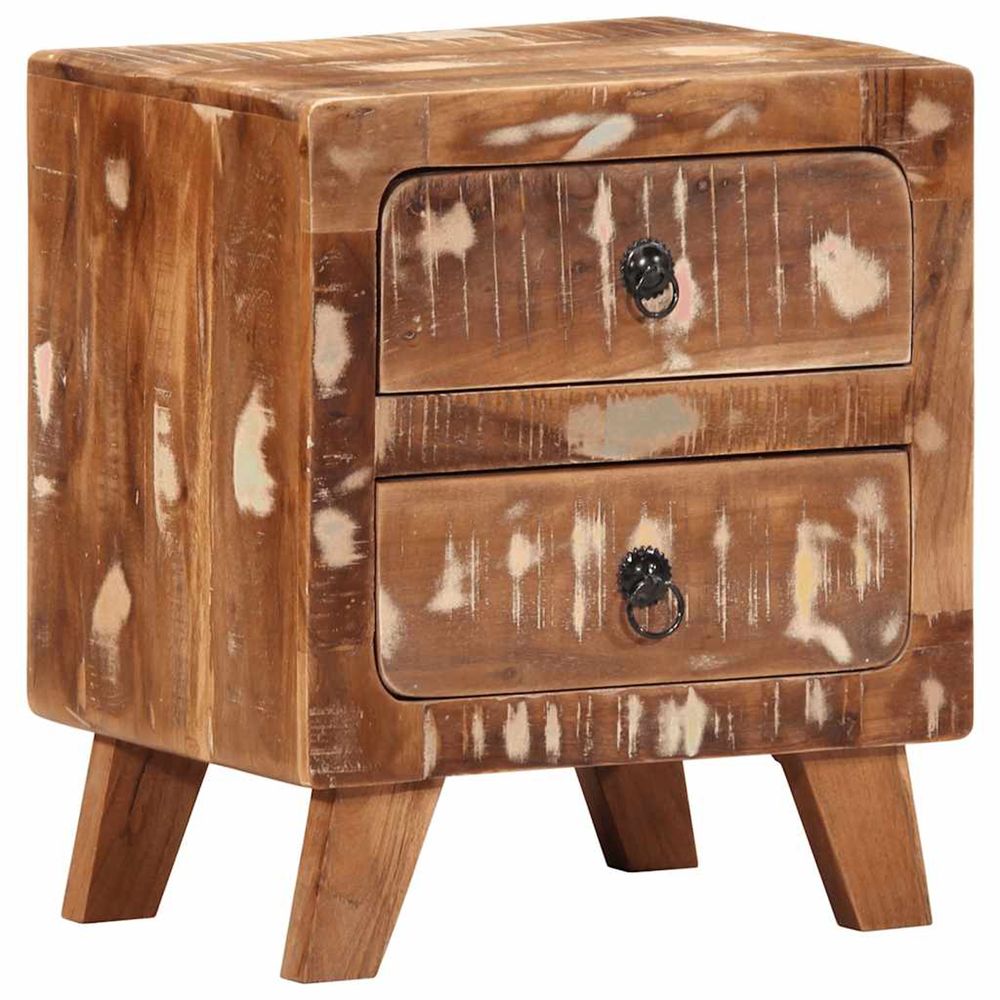 Table de chevet 40x32x46 cm bois massif de récupération