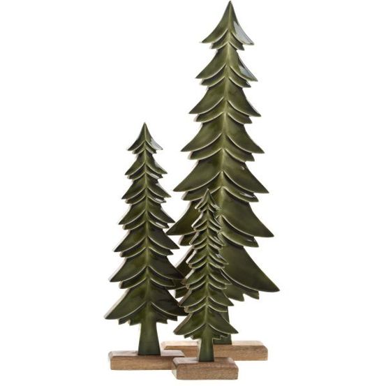 Sapins décoratifs en bois de manguier vert (lot de 3)