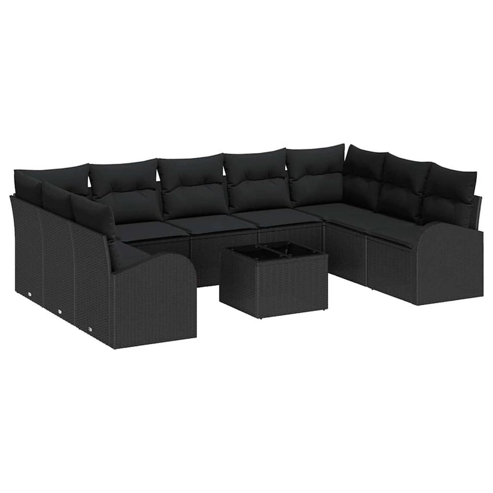 Ensemble de canapé de jardin 10 pc noir polyrotin