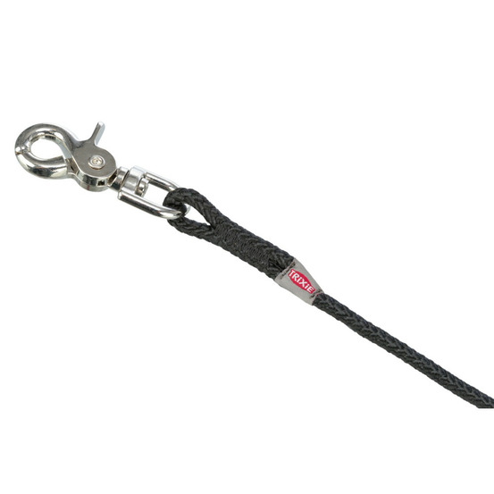 Laisse à pister, ø 6 mm x 5 m noir ronde sans dragonne pour chien