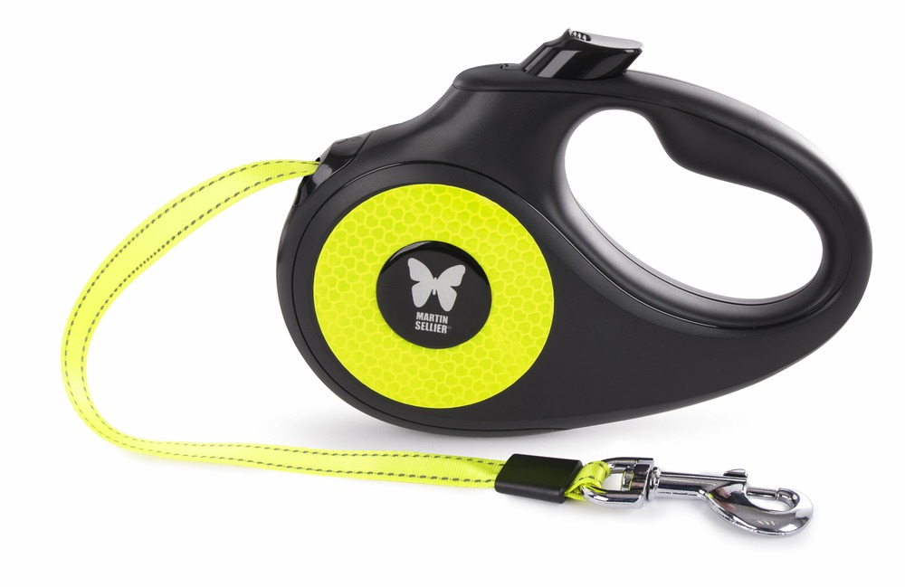 Martin sellier - laisse enrouleur sangle rétractable pour chiens - collection fluo