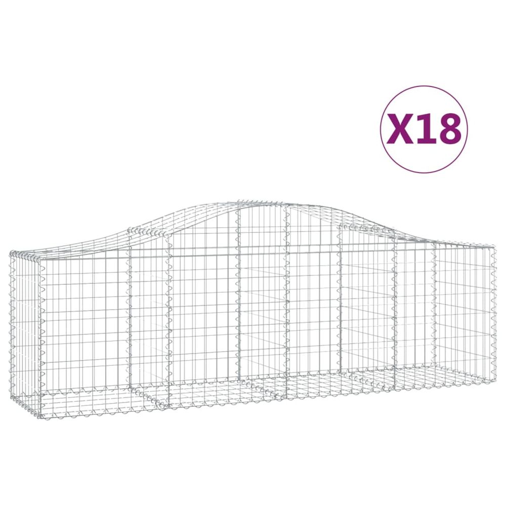 Paniers à gabions arqués 18 pcs 200x50x60/80 cm fer galvanisé