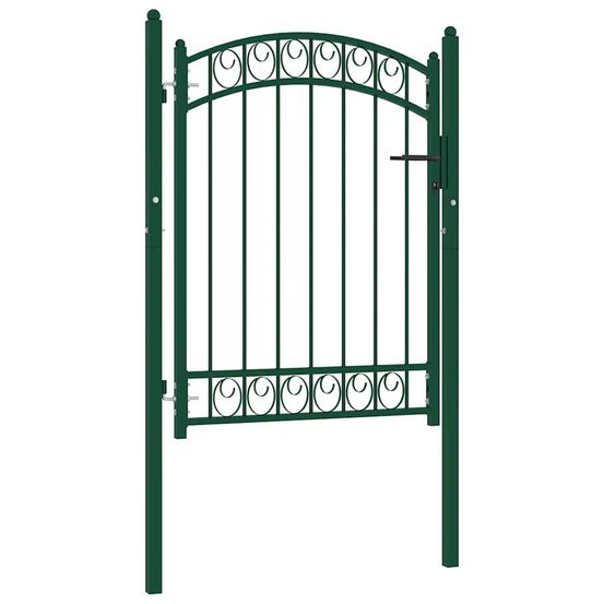 Portail de clôture emmen avec partie supérieure cintrée en acier 100 x 98,5 cm vert