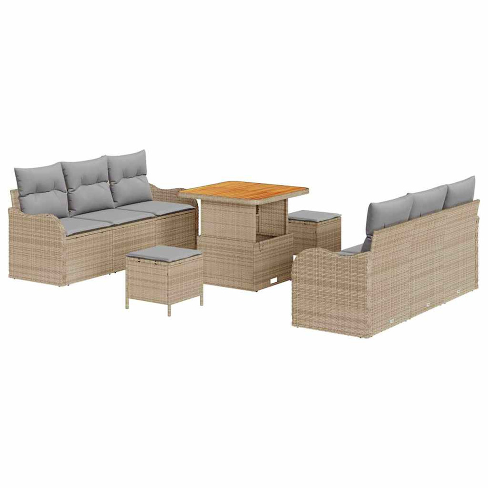 Ensemble de canapé de jardin 9 pcs beige et gris clair