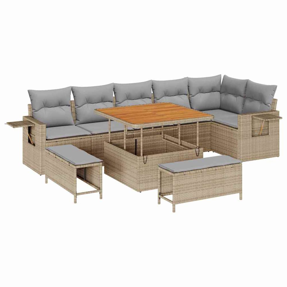 Ensemble de canapé de jardin 11 pc beige et gris clair