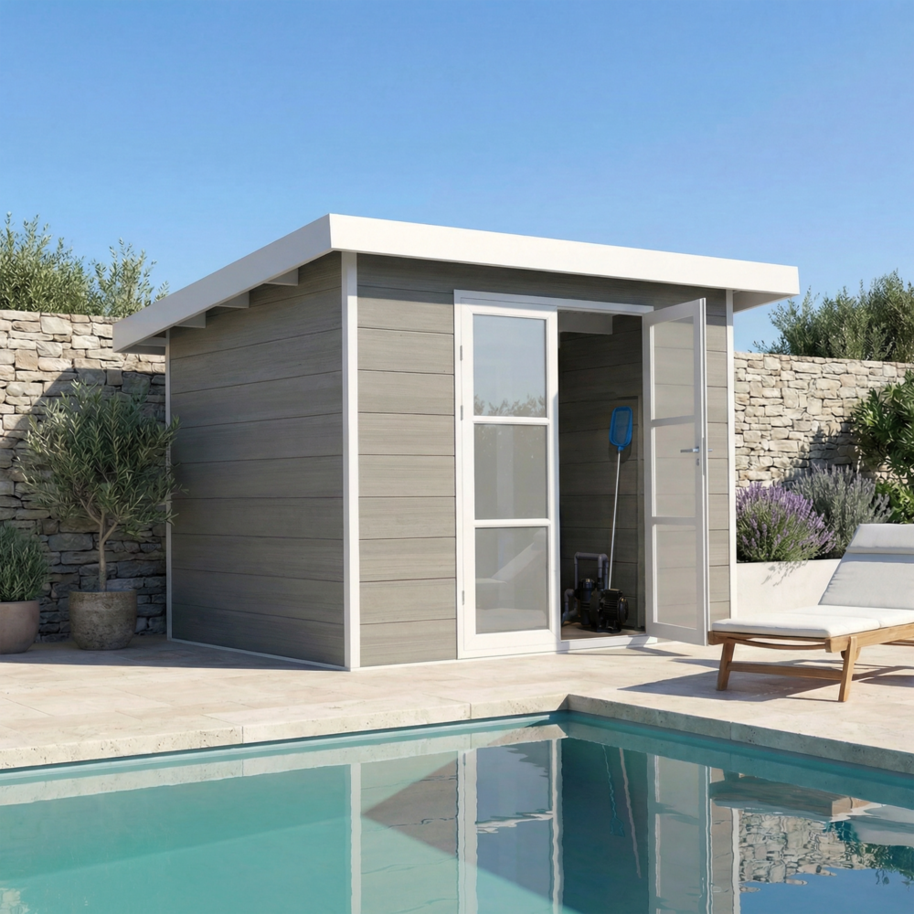 Abri de jardin composite alma - 7m2 - gris clair - cabane de jardin