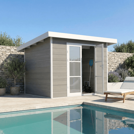 Abri de jardin composite alma - 7m2 - gris clair - cabane de jardin