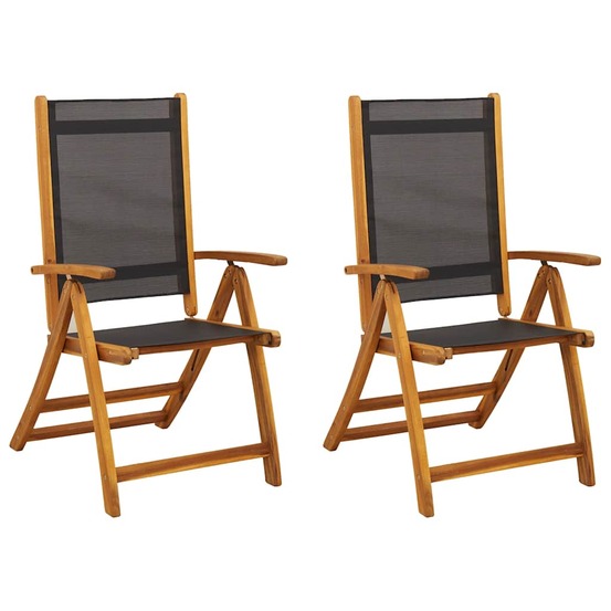 Chaises pliables de jardin lot de 2 bois d'acacia et textilène