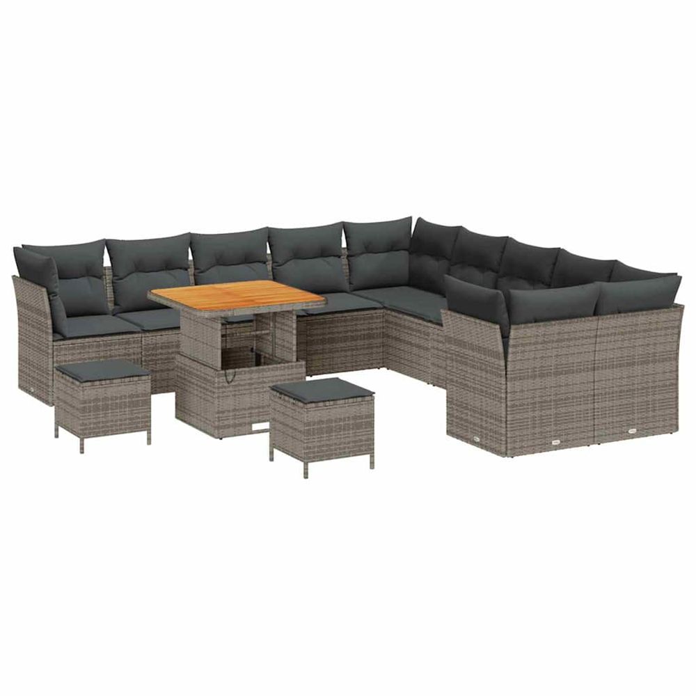 Ensemble de canapé de jardin 13 pc gris polyrotin