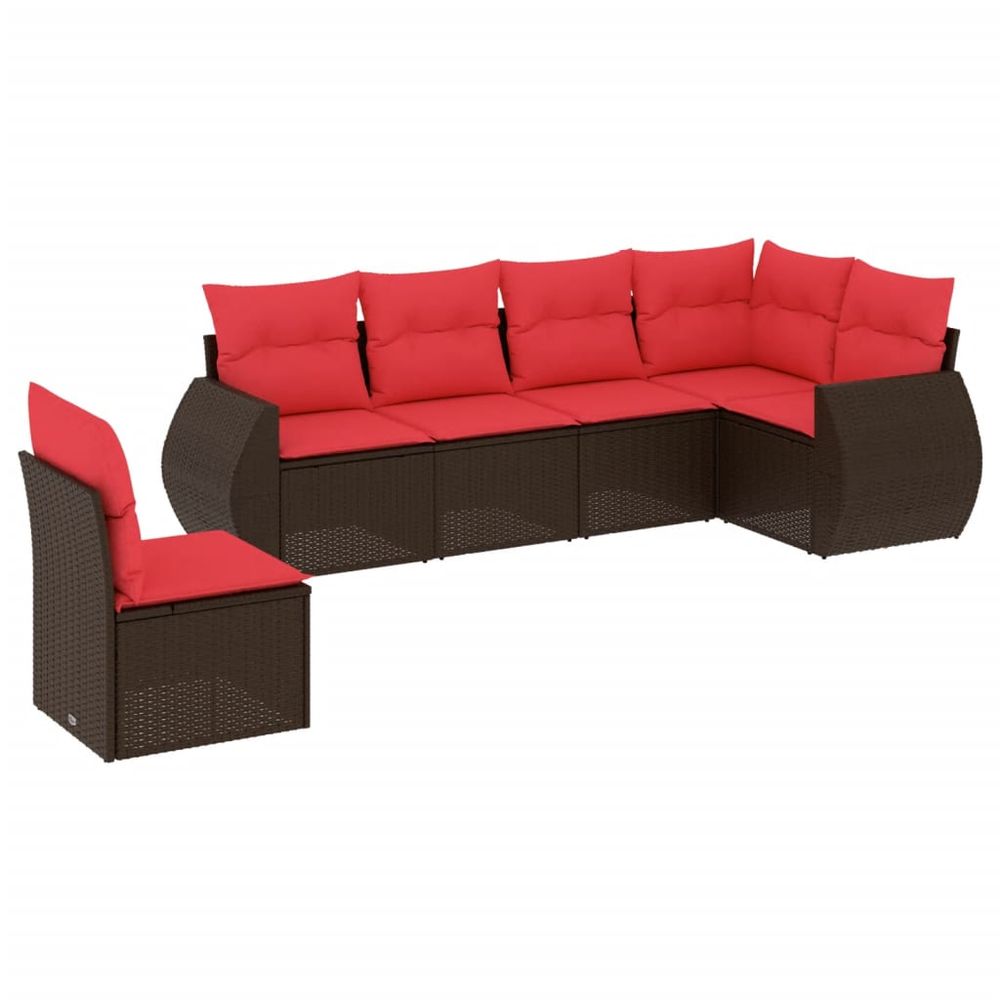 Ensemble de canapé de jardin 6 pcs avec coussins marron